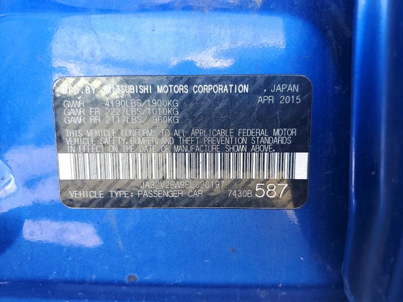 2015 Mitsubishi Lancer მანქანა იყიდება აუქციონზე, vin: JA32V2FW9FU020197, აუქციონის ნომერი: 67841206
