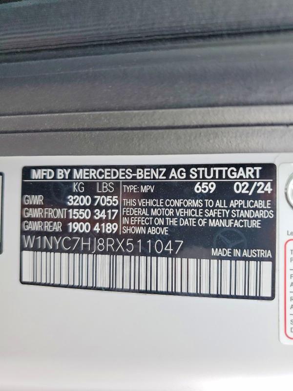 Aukcja sprzedaży 2024 Mercedes-benz G, vin: W1NYC7HJ8RX511047, numer aukcji: 63262706