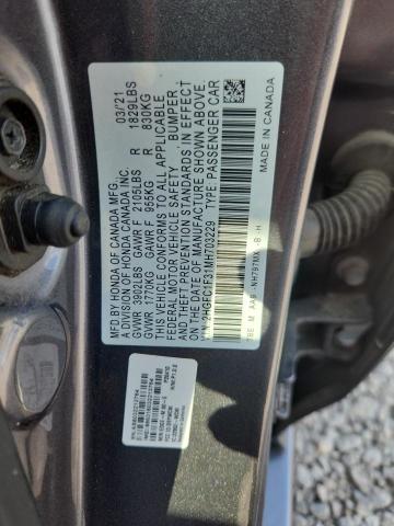 Продаж на аукціоні авто 2021 Honda Civic, vin: 2HGFC1F31MH703229, номер лоту: 66248566