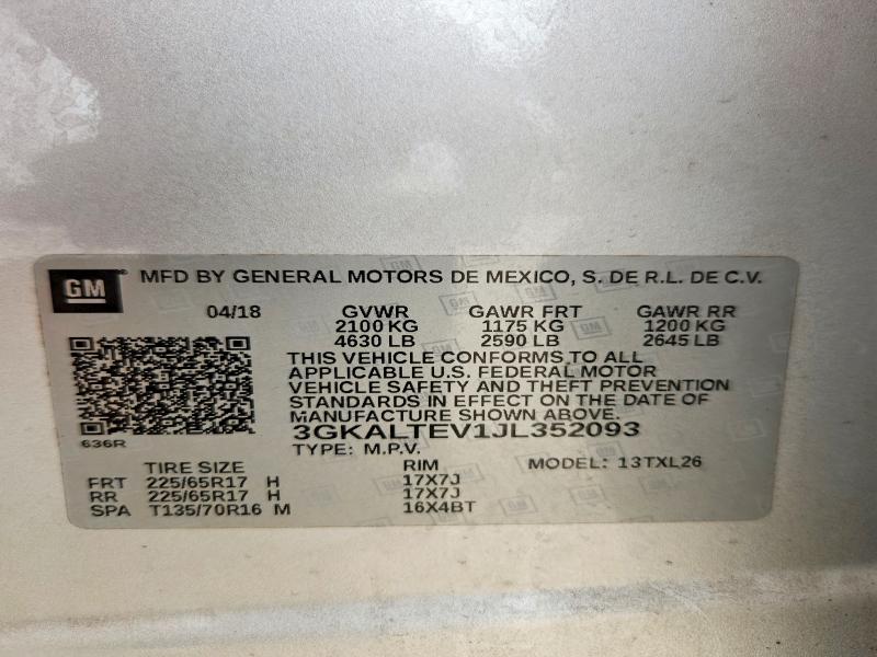 Aukcja sprzedaży 2018 Gmc Terrain, vin: 3GKALTEV1JL352093, numer aukcji: 69499756