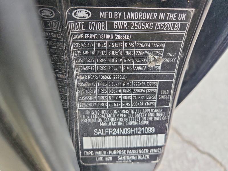 2009 Land Rover Lr2 მანქანა იყიდება აუქციონზე, vin: SALFR24N09H121099, აუქციონის ნომერი: 69417476