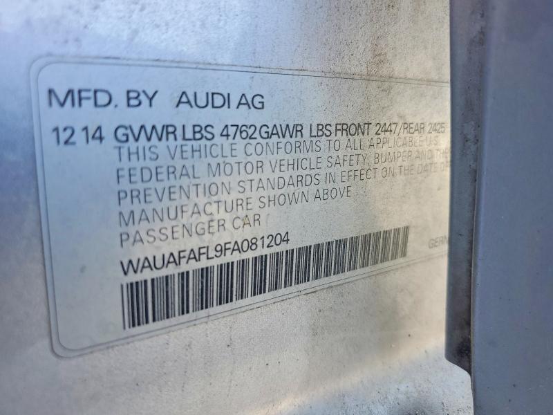 2015 Audi A4 მანქანა იყიდება აუქციონზე, vin: WAUAFAFL9FA081204, აუქციონის ნომერი: 69214586