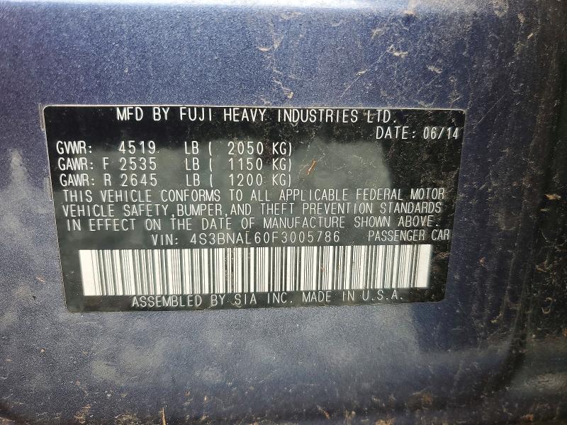 2015 Subaru Legacy მანქანა იყიდება აუქციონზე, vin: 4S3BNAL60F3005786, აუქციონის ნომერი: 67817816