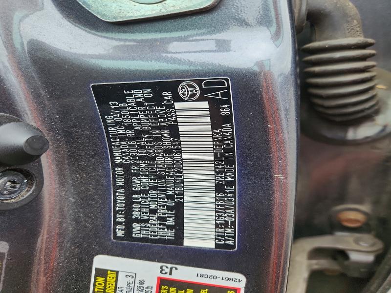 69315276 :رقم المزاد ، 2T1BU4EE2DC061547 vin ، 2013 Toyota Corolla مزاد بيع
