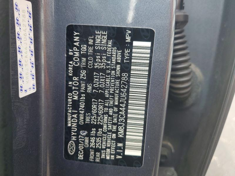 71244426 :رقم المزاد ، KM8J3CA44JU642788 vin ، 2018 Hyundai Tucson مزاد بيع