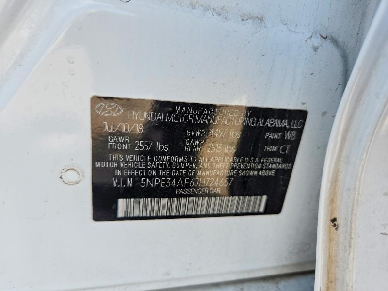 Продаж на аукціоні авто 2018 Hyundai Sonata, vin: 5NPE34AF6JH724657, номер лоту: 67884376