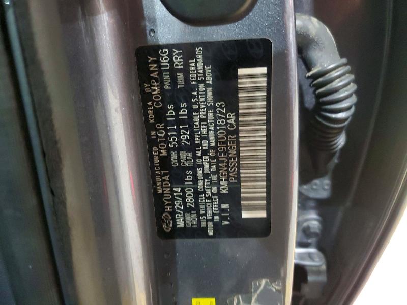 2015 Hyundai Genesis მანქანა იყიდება აუქციონზე, vin: KMHGN4JE9FU018723, აუქციონის ნომერი: 68637416