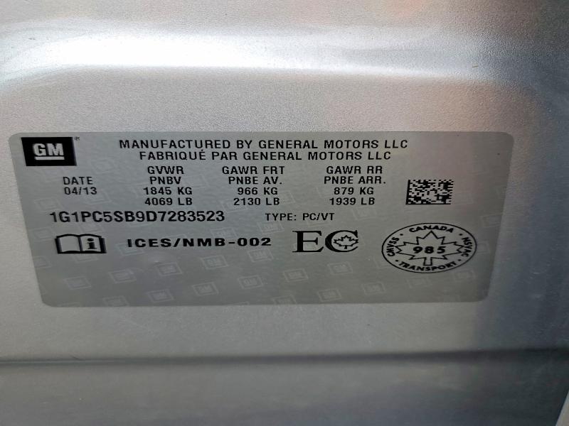 69125096 :رقم المزاد ، 1G1PC5SB9D7283523 vin ، 2013 Chevrolet Cruze مزاد بيع