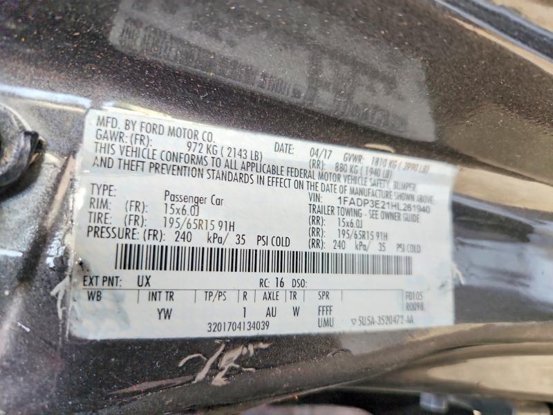 Продажа на аукционе авто 2017 Ford Focus, vin: 1FADP3E21HL261940, номер лота: 70372456