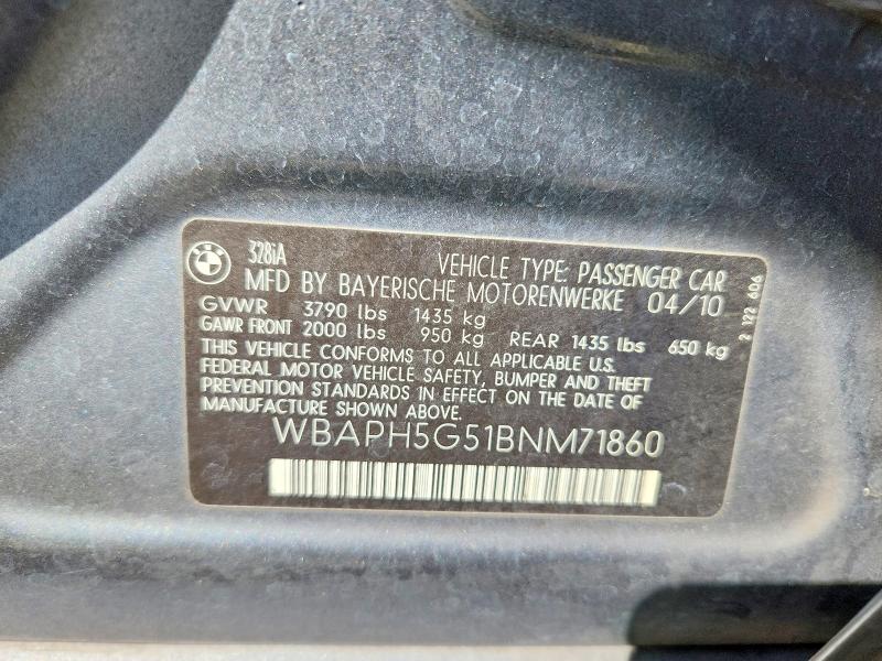 Продажа на аукционе авто 2011 Bmw 328, vin: WBAPH5G51BNM71860, номер лота: 68951176