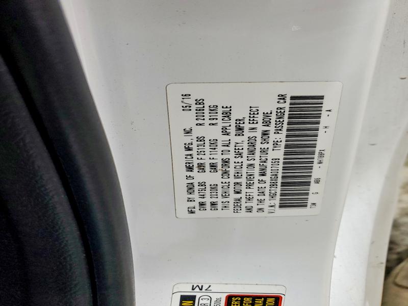 67914826 :رقم المزاد ، 1HGCT2B8XGA007059 vin ، 2016 Honda Accord مزاد بيع