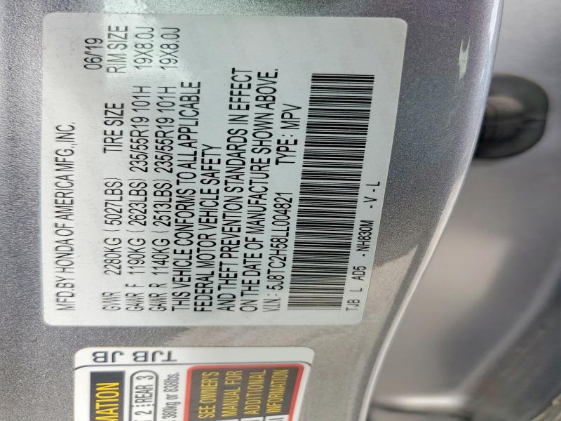 67258716 :رقم المزاد ، 5J8TC2H58LL004821 vin ، 2020 Acura Rdx مزاد بيع