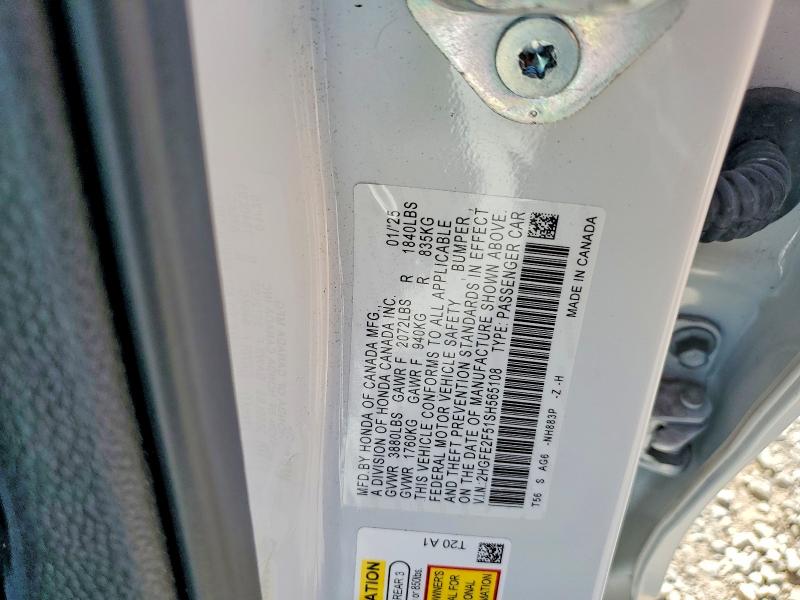 66852036 :رقم المزاد ، 2HGFE2F51SH565108 vin ، 2025 Honda Civic مزاد بيع