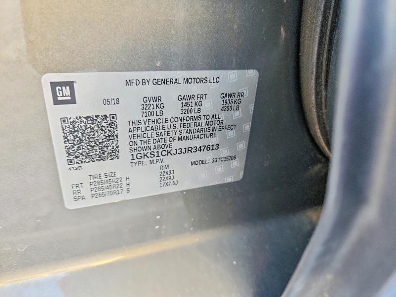 Продаж на аукціоні авто 2018 Gmc Yukon, vin: 1GKS1CKJ3JR347613, номер лоту: 69110946