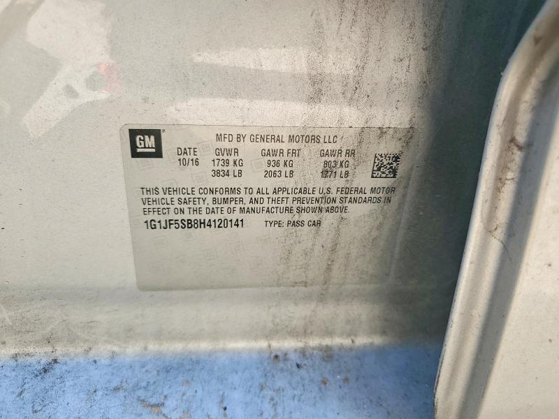 Продаж на аукціоні авто 2017 Chevrolet Sonic, vin: 1G1JF5SB8H4120141, номер лоту: 70842766