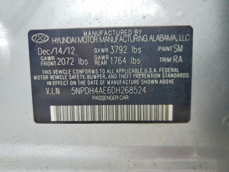 Aukcja sprzedaży 2013 Hyundai Elantra, vin: 5NPDH4AE6DH268524, numer aukcji: 68792516