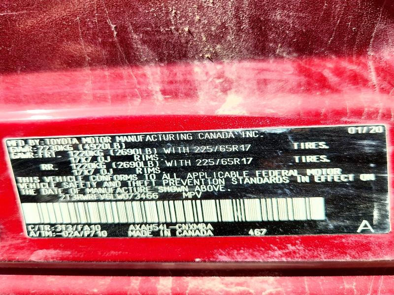 2020 Toyota Rav4 Hybrid მანქანა იყიდება აუქციონზე, vin: 2T3RWRFV6LW073466, აუქციონის ნომერი: 67611786