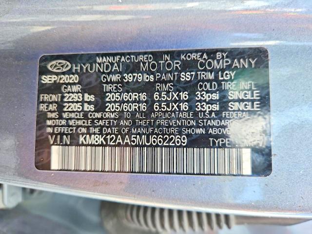 71138846 :رقم المزاد ، KM8K12AA5MU662269 vin ، 2021 Hyundai Kona مزاد بيع