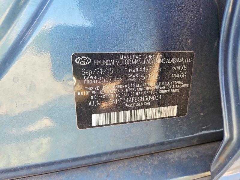 67934196 :رقم المزاد ، 5NPE34AF9GH309034 vin ، 2016 Hyundai Sonata مزاد بيع