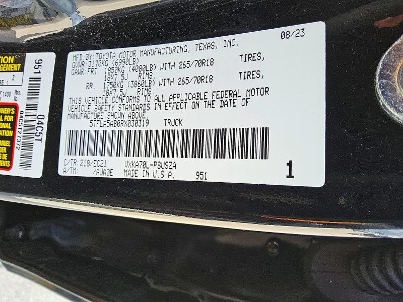 Auction sale of the 2024 Toyota Tundra, vin: 5TFLA5AB0RX030319, lot number: 66414506