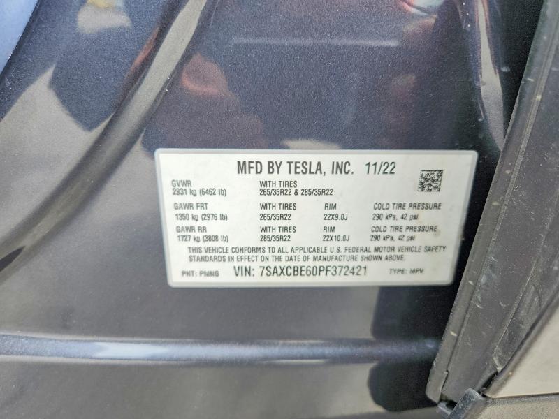 2023 Tesla Model X მანქანა იყიდება აუქციონზე, vin: 7SAXCBE60PF372421, აუქციონის ნომერი: 67385836