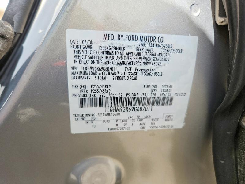Продажа на аукционе авто 2009 Lincoln Mks, vin: 1LNHM93R69G607011, номер лота: 68519116