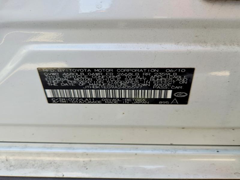Aukcja sprzedaży 2010 Lexus Es, vin: JTHBK1EG9A2405597, numer aukcji: 68245856