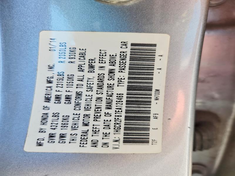 Auction sale of the 2014 Honda Accord, vin: 1HGCR2F87EA126466, lot number: 69624866
