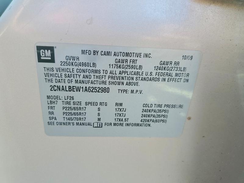 Продажа на аукционе авто 2010 Chevrolet Equinox, vin: 2CNALBEW1A6252980, номер лота: 69680346