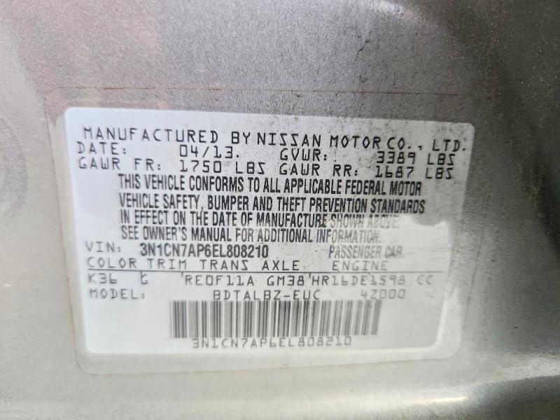 Продаж на аукціоні авто 2014 Nissan Versa, vin: 3N1CN7AP6EL808210, номер лоту: 68355866