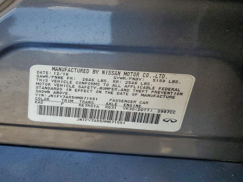 69085406 :رقم المزاد ، JN1FV7AR5HM871551         vin ، 2017 Infiniti Q50 مزاد بيع