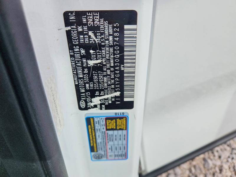 Продажа на аукционе авто 2016 Kia Sorento, vin: 5XYPG4A30GG074825, номер лота: 68938176