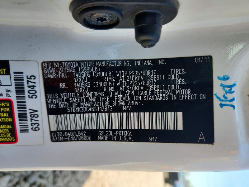 Aukcja sprzedaży 2011 Toyota Sienna, vin: 5TDYK3DC4BS117843, numer aukcji: 67208526