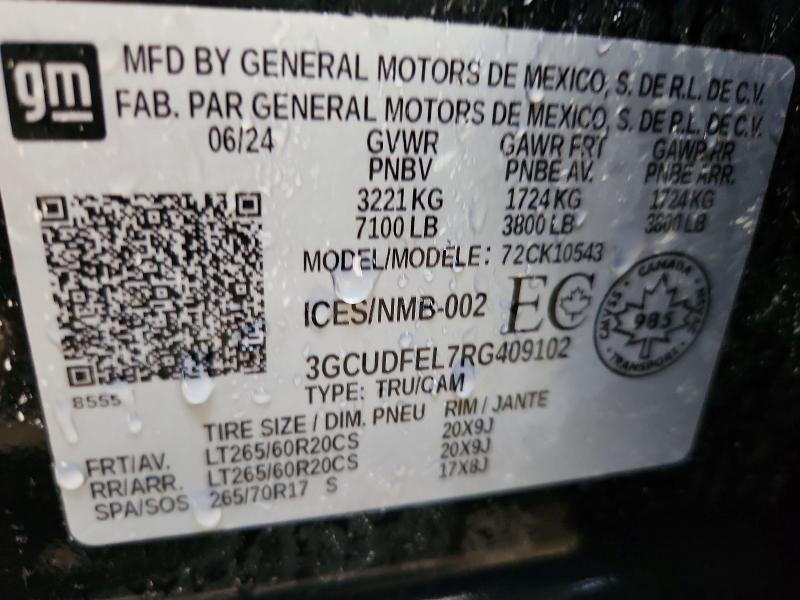 Aukcja sprzedaży 2024 Chevrolet Silverado, vin: 3GCUDFEL7RG409102, numer aukcji: 66842866