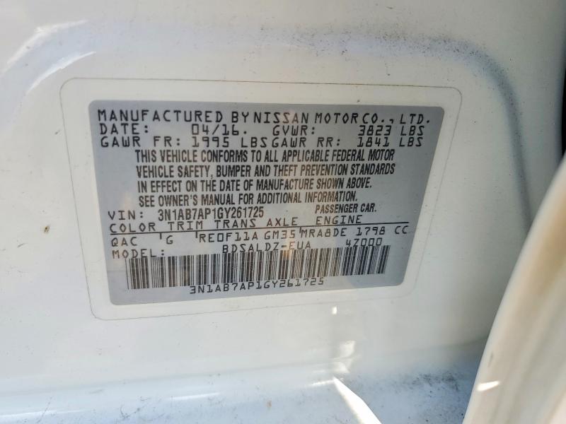 Aukcja sprzedaży 2016 Nissan Sentra, vin: 3N1AB7AP1GY261725, numer aukcji: 68847166