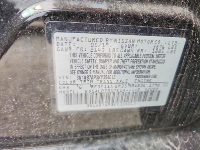 Продаж на аукціоні авто 2019 Nissan Sentra, vin: 3N1AB7AP3KY354013, номер лоту: 69502246