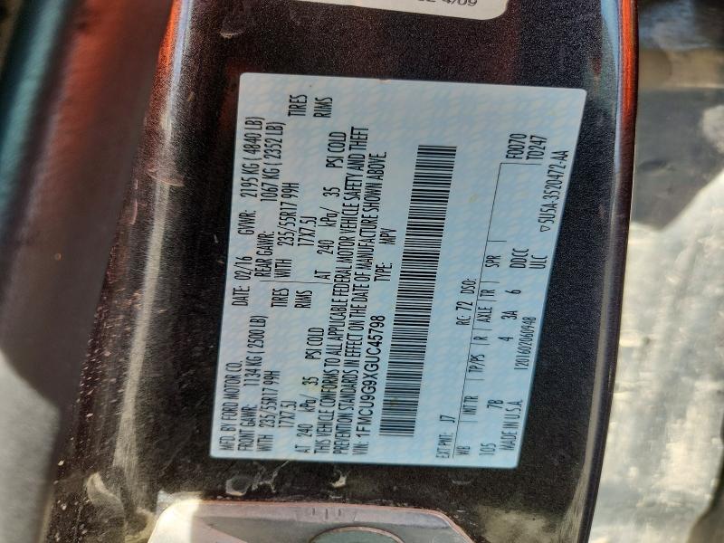 66304406 :رقم المزاد ، 1FMCU9G9XGUC45798 vin ، 2016 Ford Escape مزاد بيع