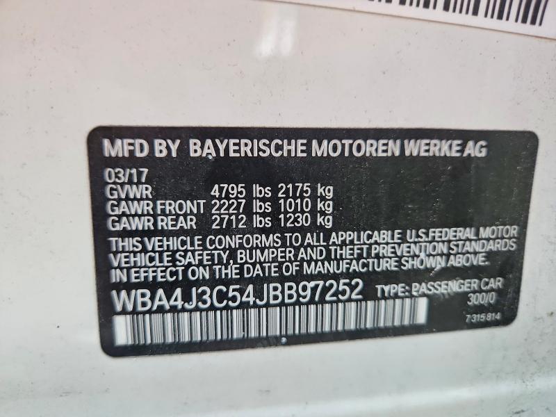 68495206 :رقم المزاد ، WBA4J3C54JBB97252 vin ، 2018 Bmw 430xi مزاد بيع