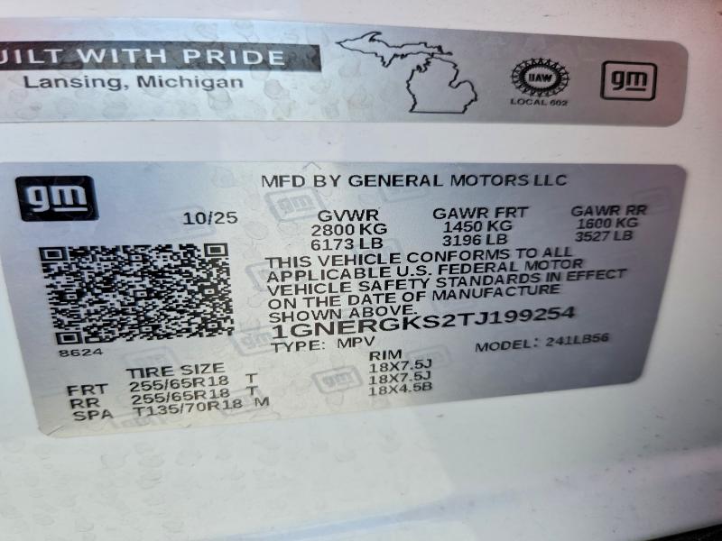Продаж на аукціоні авто 2026 Chevrolet Traverse, vin: 1GNERGKS2TJ199254, номер лоту: 67430136