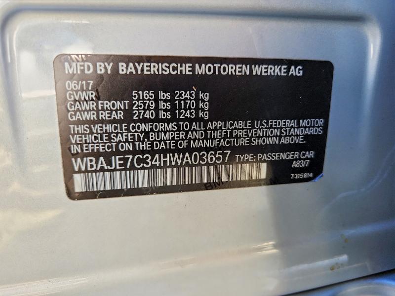 71057426 :رقم المزاد ، WBAJE7C34HWA03657 vin ، 2017 Bmw 540 مزاد بيع