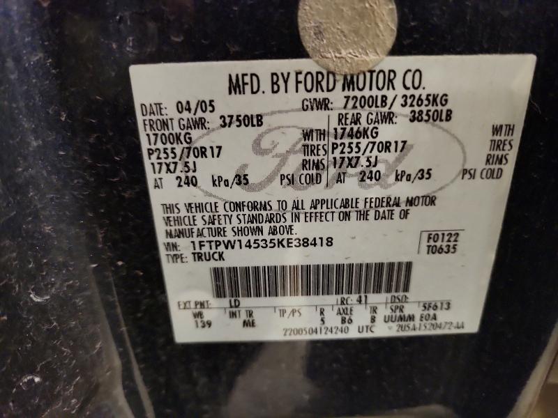 Продаж на аукціоні авто 2005 Ford F150, vin: 1FTPW14535KE38418, номер лоту: 70874956
