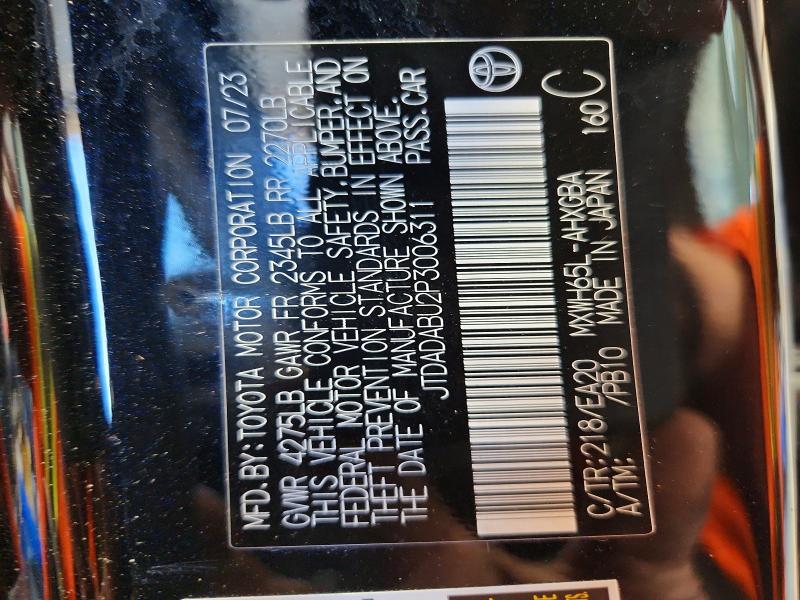 70269846 :رقم المزاد ، JTDADABU2P3006311 vin ، 2023 Toyota Prius مزاد بيع