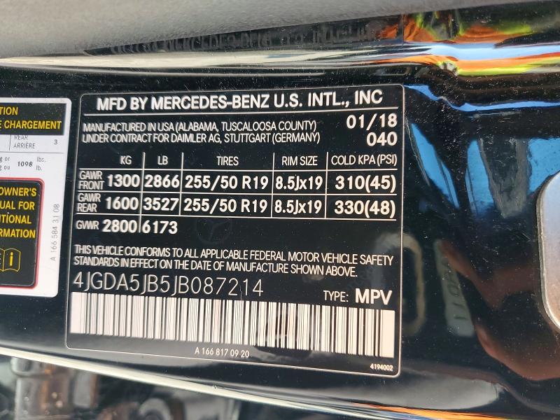 Aukcja sprzedaży 2018 Mercedes-benz Gle, vin: 4JGDA5JB5JB087214, numer aukcji: 71036896
