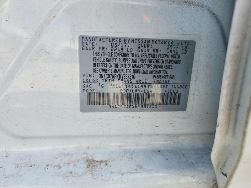 69310806 :رقم المزاد ، 3N1CB7APXHY337310 vin ، 2017 Nissan Sentra مزاد بيع