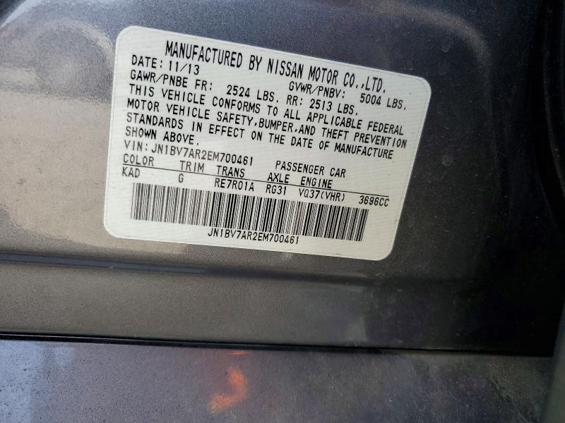 Aukcja sprzedaży 2014 Infiniti Q50, vin: JN1BV7AR2EM700461, numer aukcji: 68040306