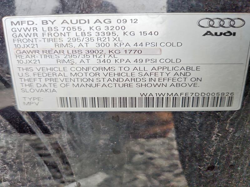 Aukcja sprzedaży 2013 Audi Q7, vin: WA1WMAFE7DD005826, numer aukcji: 69415826