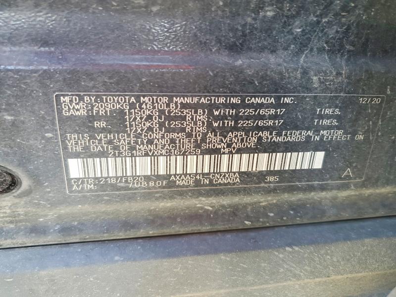 Aukcja sprzedaży 2021 Toyota Rav4, vin: 2T3G1RFVXMC167259, numer aukcji: 69727686