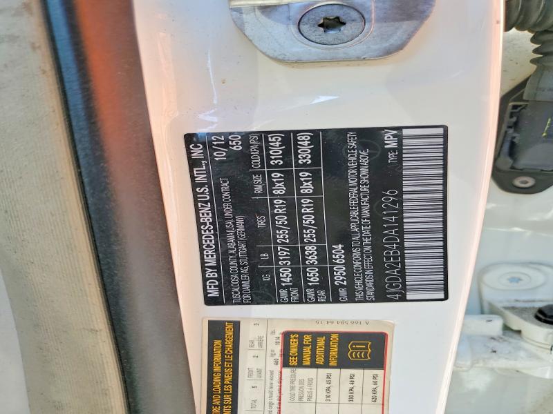 Продажа на аукционе авто 2013 Mercedes-benz Ml, vin: 4JGDA2EB4DA141296, номер лота: 67284106