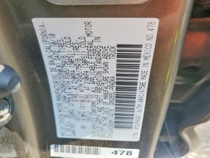 2011 Toyota Tacoma მანქანა იყიდება აუქციონზე, vin: 3TMJU4GNXBM114279, აუქციონის ნომერი: 68828586