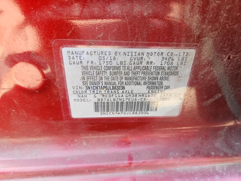 Aukcja sprzedaży 2018 Nissan Versa, vin: 3N1CN7AP0JL883236, numer aukcji: 69005476